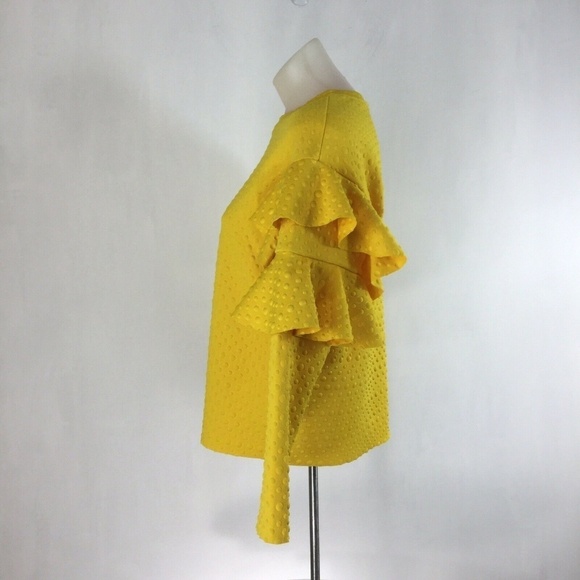 SHEIN Polka Dot Embossed Layered Ruffle Sleeve Top - Picture 3 of 8